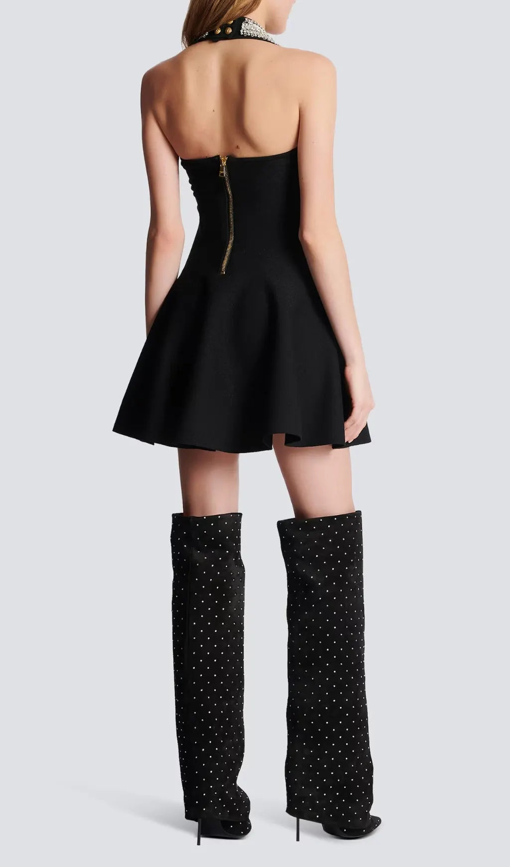 Alev Black Halter Embellished Mini Dress Flowering Girl