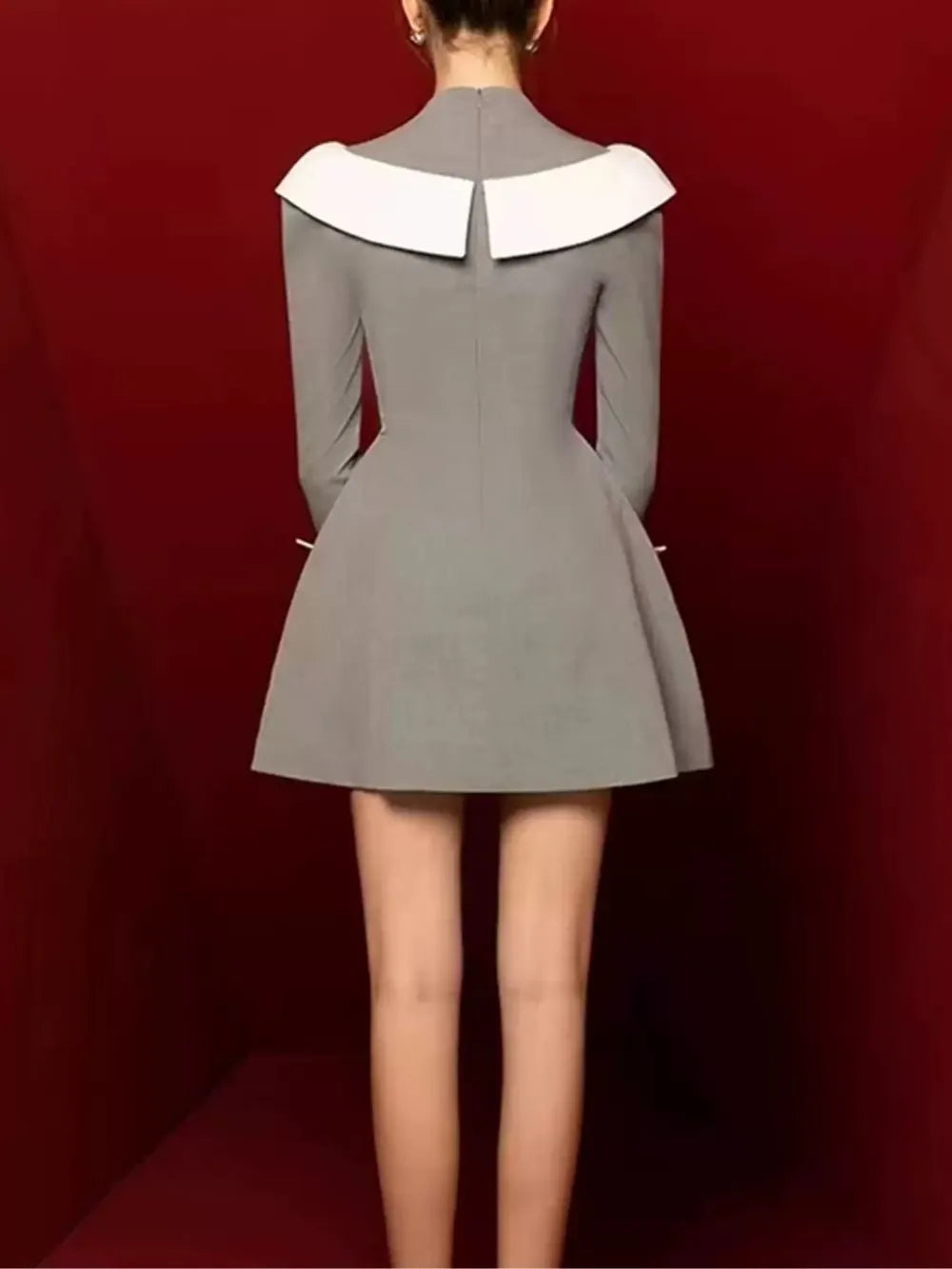Marcelle Grey Long Sleeve Mini Dress Flowering Girl