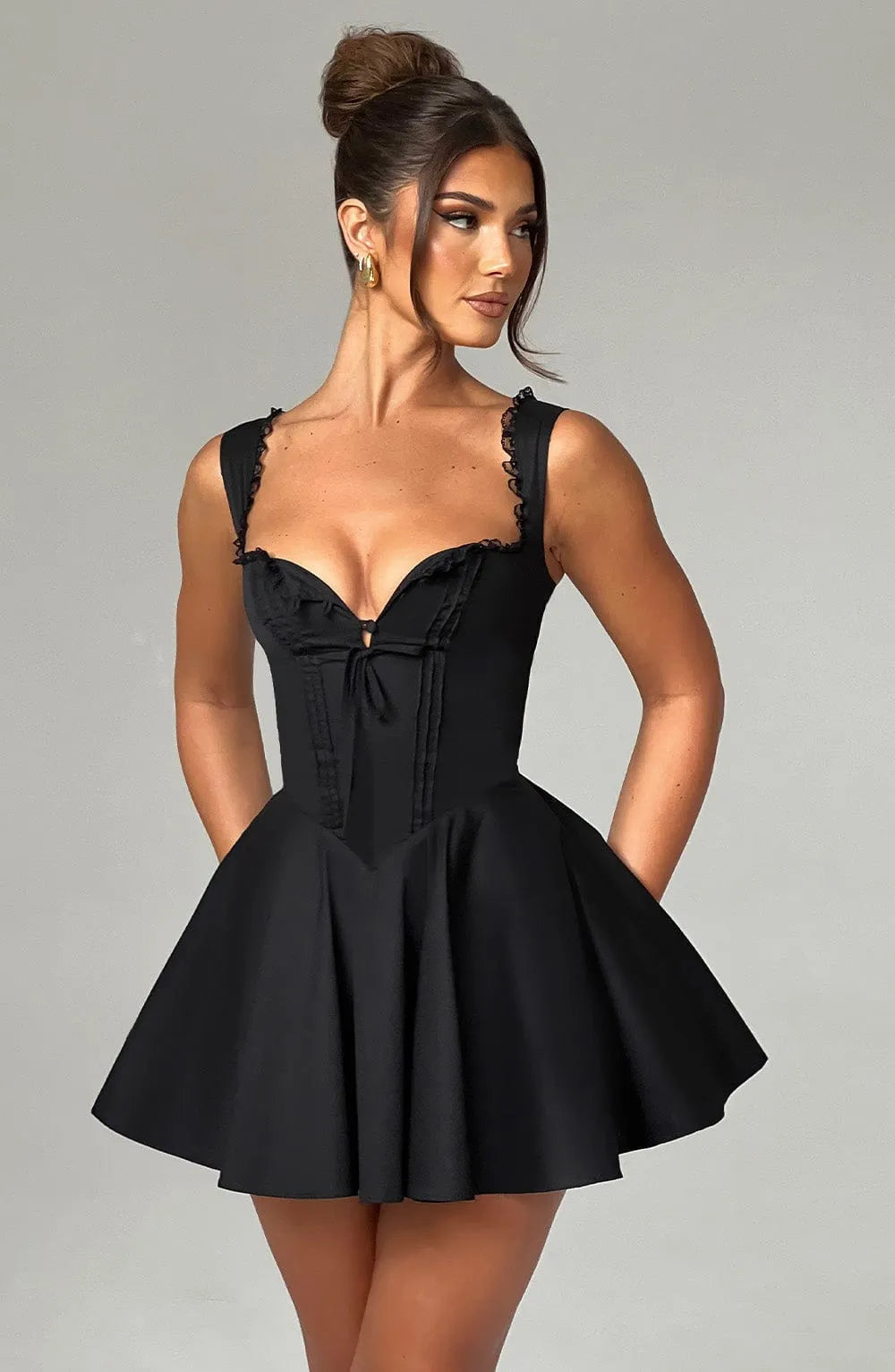 Antonella Mini Dress - Black Flowering Girl