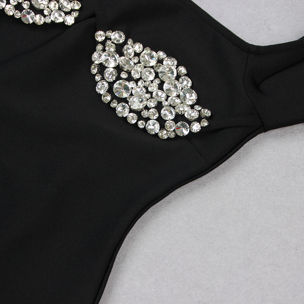 Black Off Shoulder Crystal Cup Mini Dress Flowering Girl