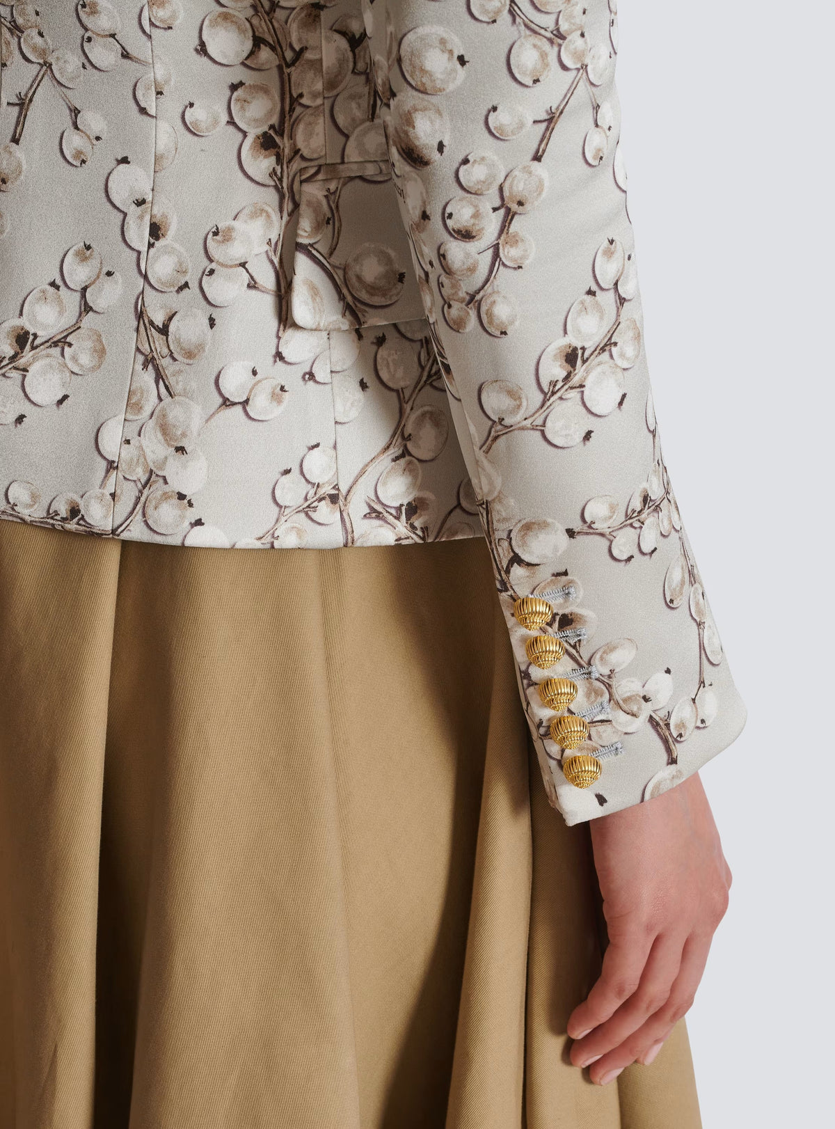6-Button Satin Jacket With Redcurrant Print Flowering Girl