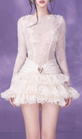 Glafira Long Sleeve Lace Mini Dress Flowering Girl