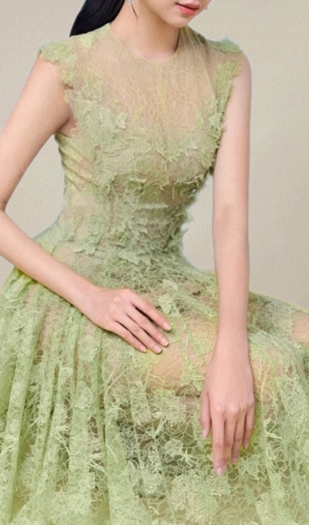 Hisaye Lace Mesh Maxi Dress Flowering Girl