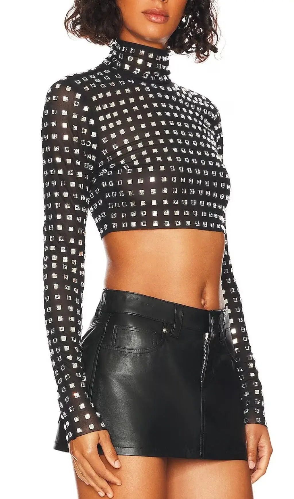 Crystal Crop Top In Black Flowering Girl