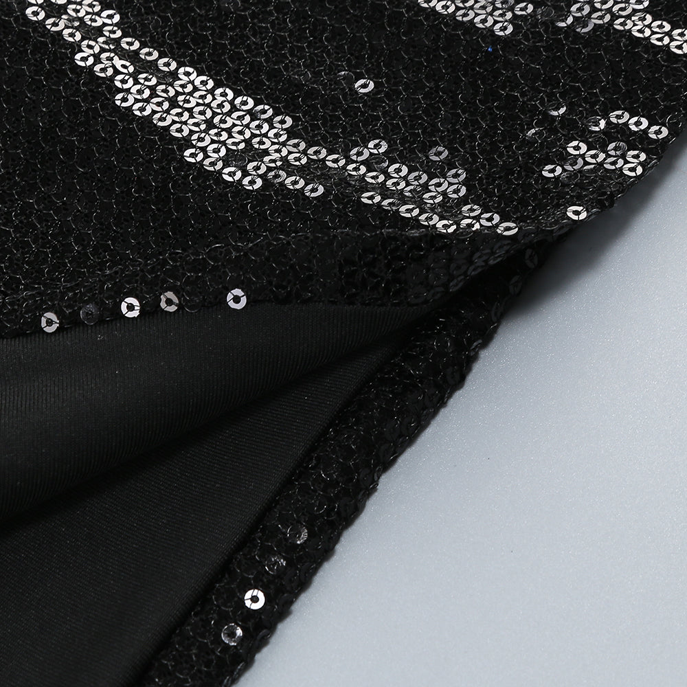 Vivien Off-Shoulder Sequin Prom Maxi Dress In Black Flowering Girl