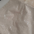 Nude Mesh Overlay Fitted Sheath Mini Dress with 3D Floral Appliqué Flowering Girl