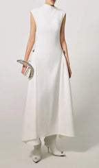 A Line Maxi Dress White Flowering Girl