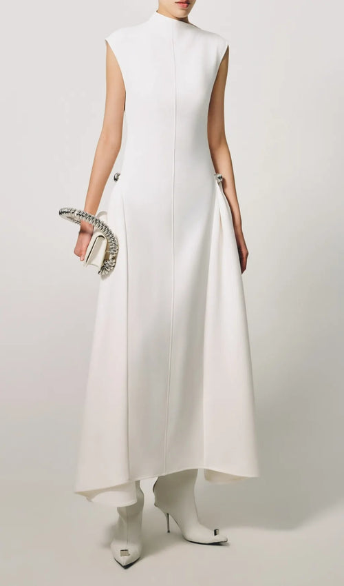 A Line Maxi Dress White Flowering Girl