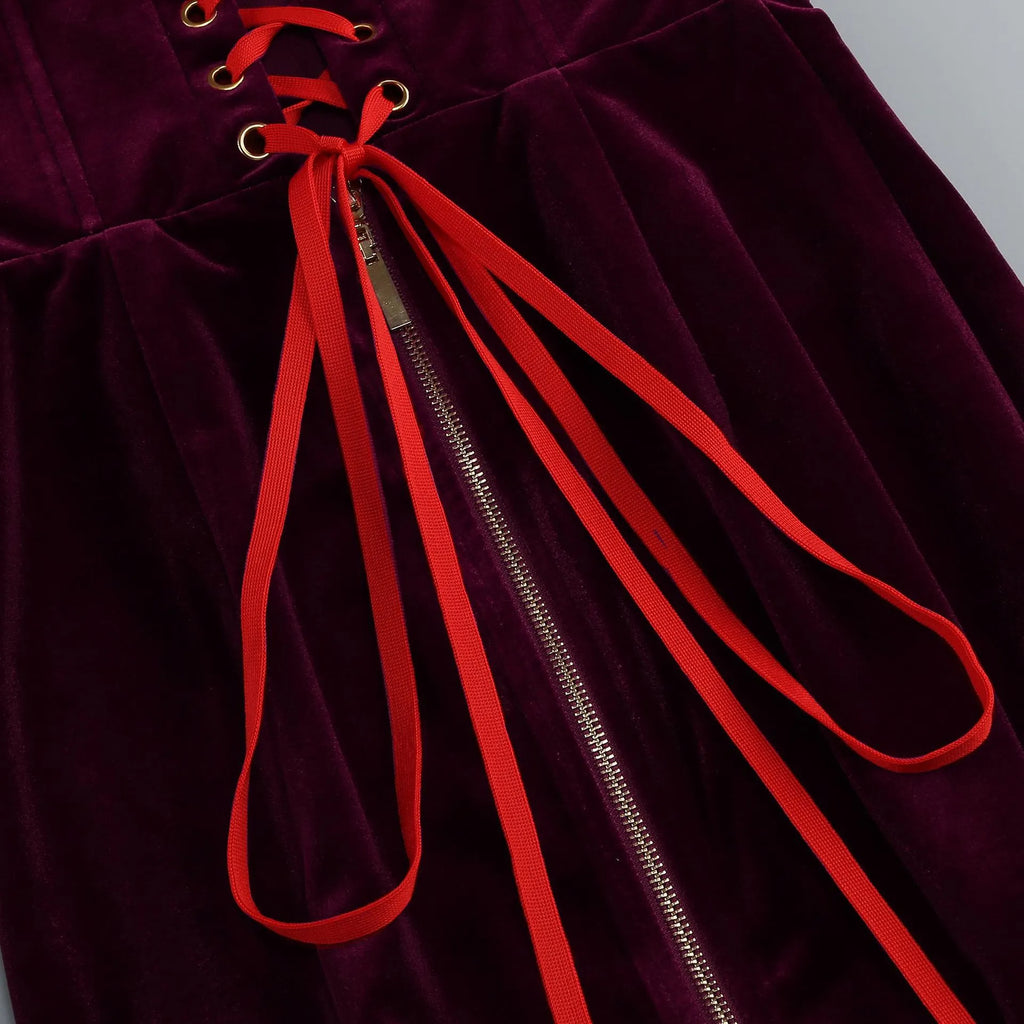 Maston Fuchsia Corset Velvet Maxi Dress With Gloves Flowering Girl