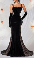 Lana Black Strappy Corset Velvet Lace Gown Flowering Girl