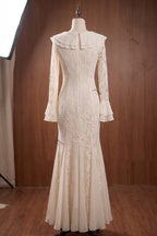 Cream Floral Lace Mermaid Floor-Length Dress Flowering Girl