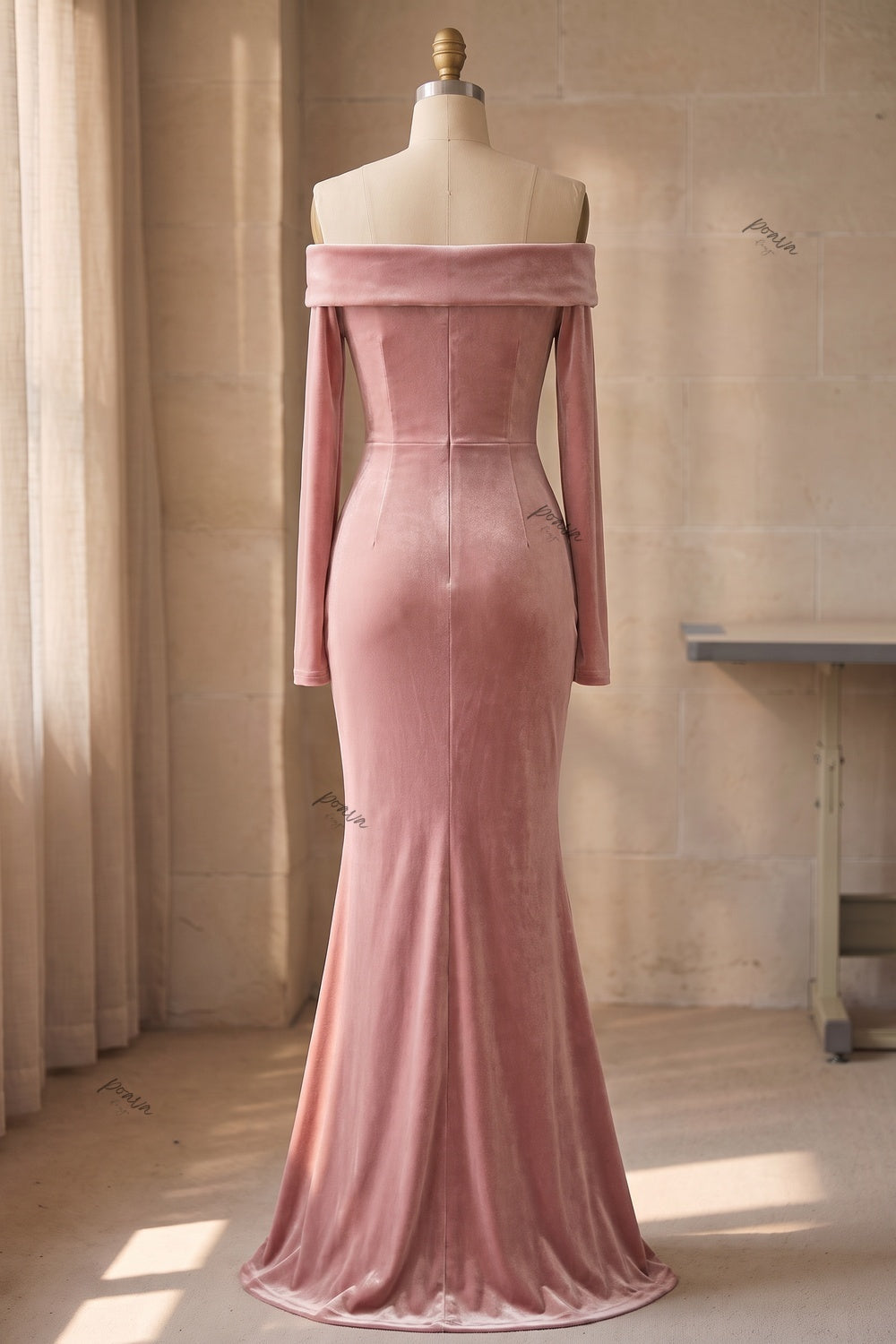Dusty Pink Velvet Mermaid Dress Flowering Girl