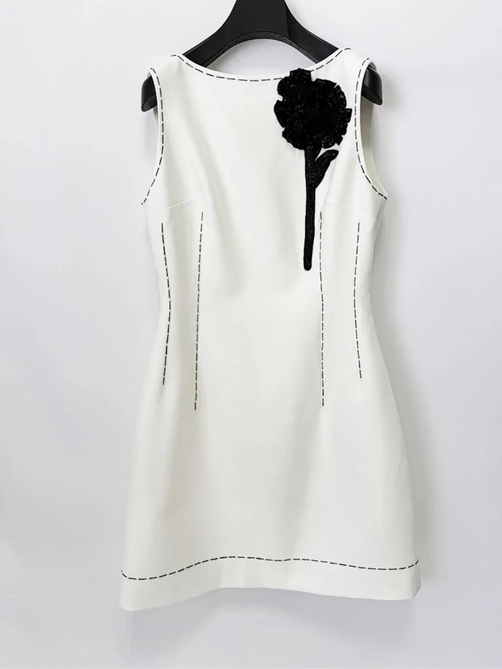 Maki White Flower Embellished Mini Dress Flowering Girl