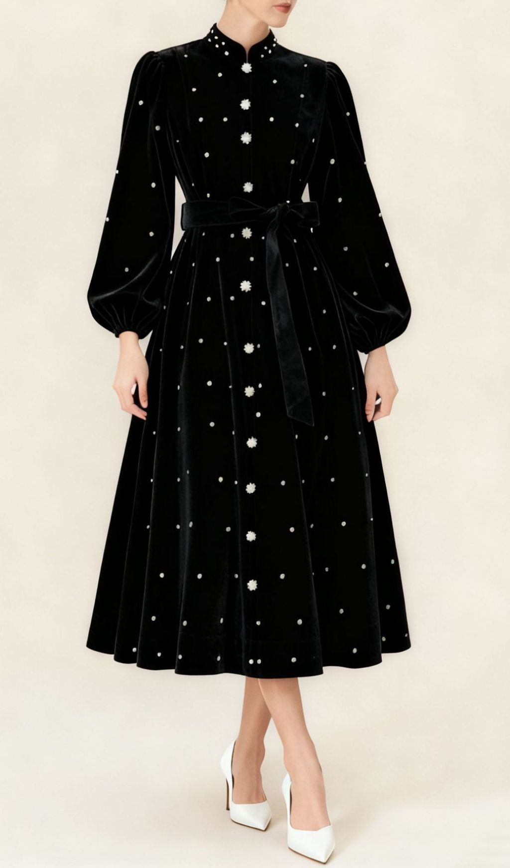Iwalani Velvet Long Sleeve Midi Dress Flowering Girl