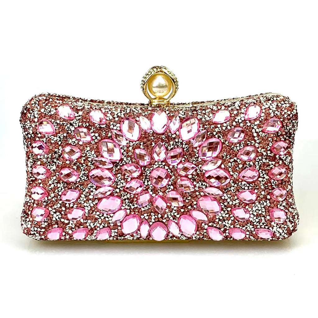 Multi Rhinestone Crystal Clutch Flowering Girl