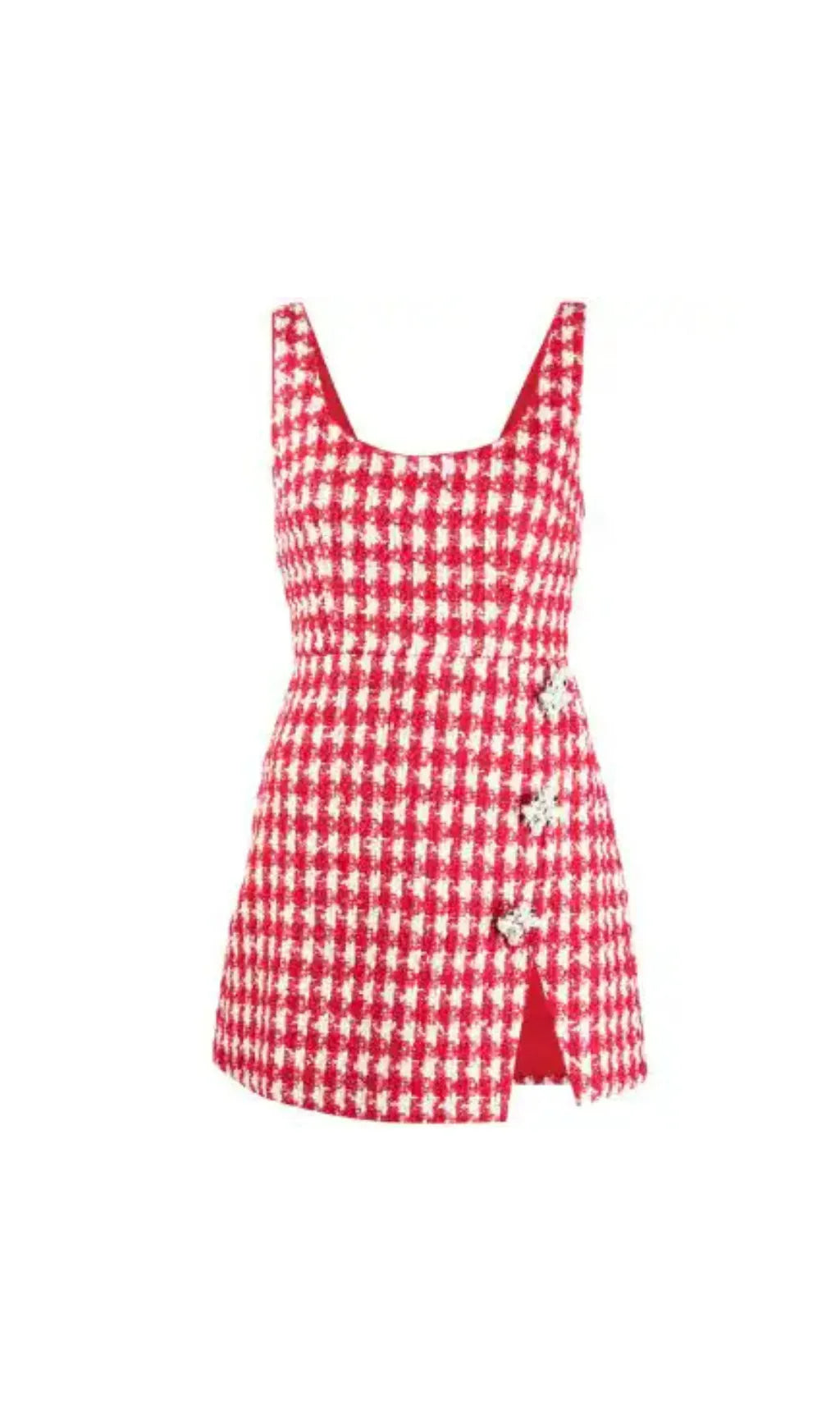 RED CHECK BOUCLE MINI DRESS Flowering Girl