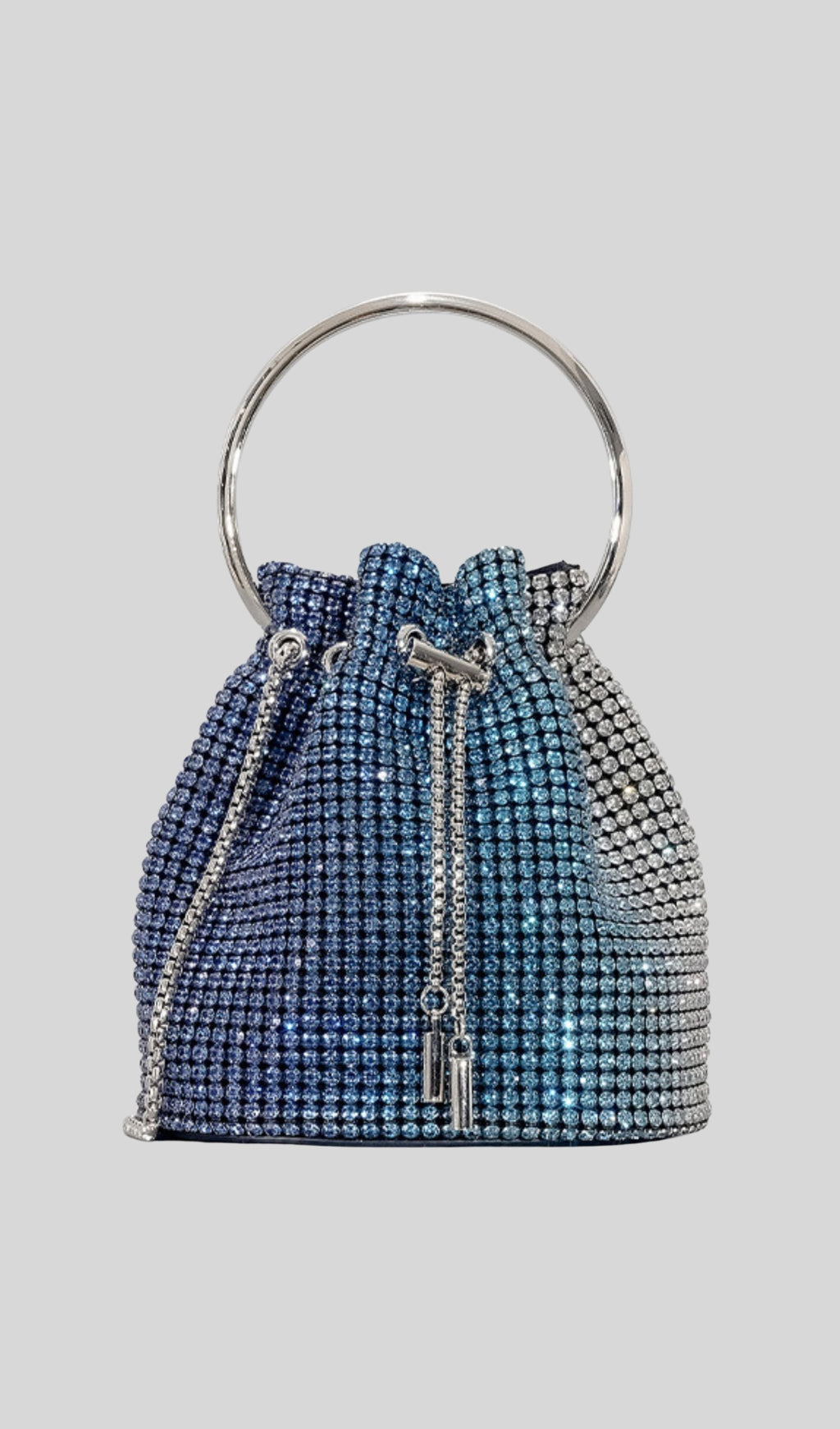 Rhinestone Bucket Bag In Blue Flowering Girl