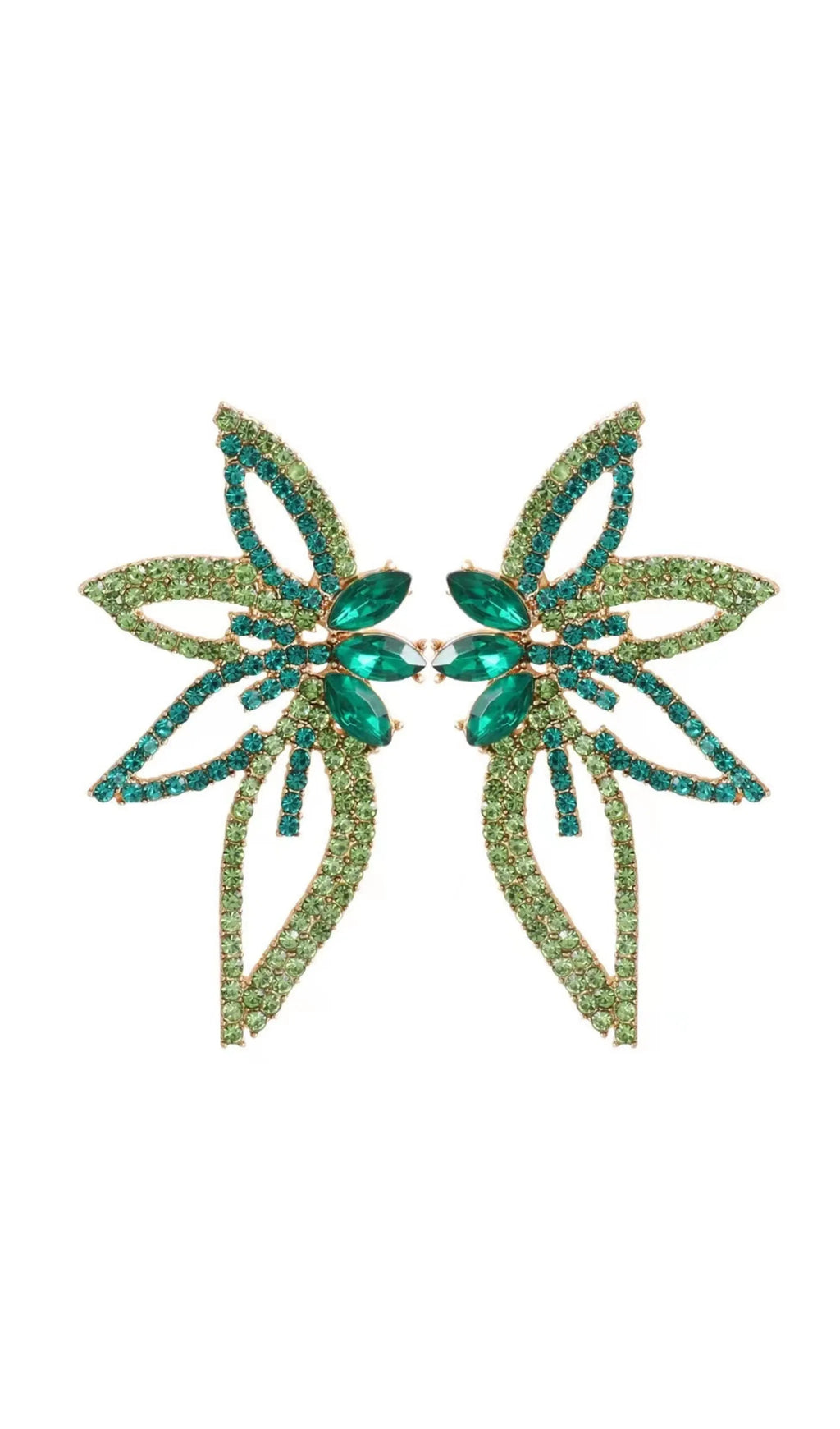 Anastacia Green Crystal Flower Earrings Flowering Girl