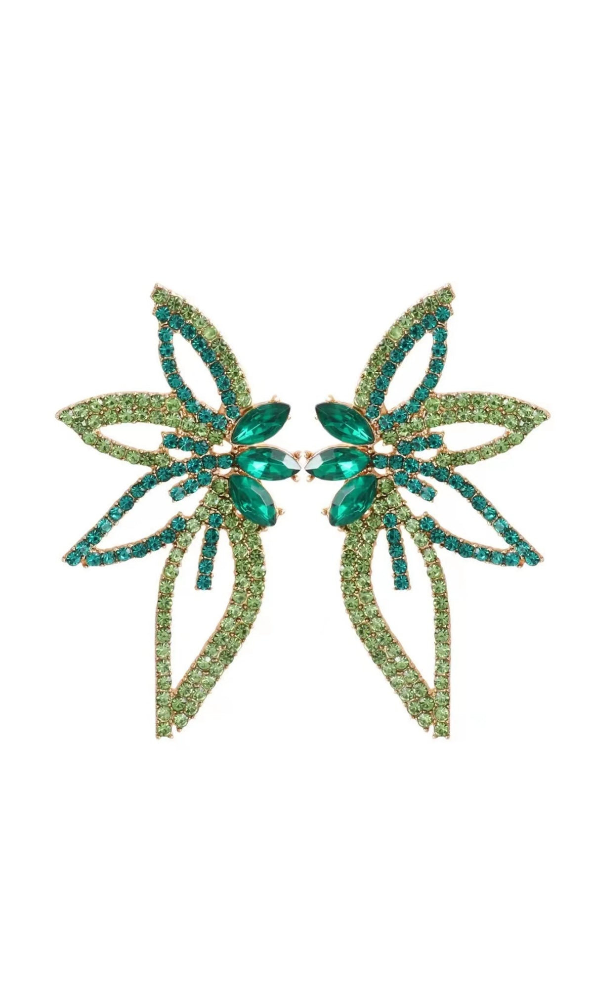 Anastacia Green Crystal Flower Earrings Flowering Girl