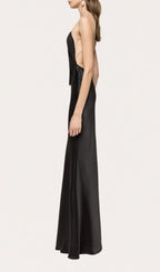 Katell Black Sleeveless Tassel Backless Maxi Dress Flowering Girl