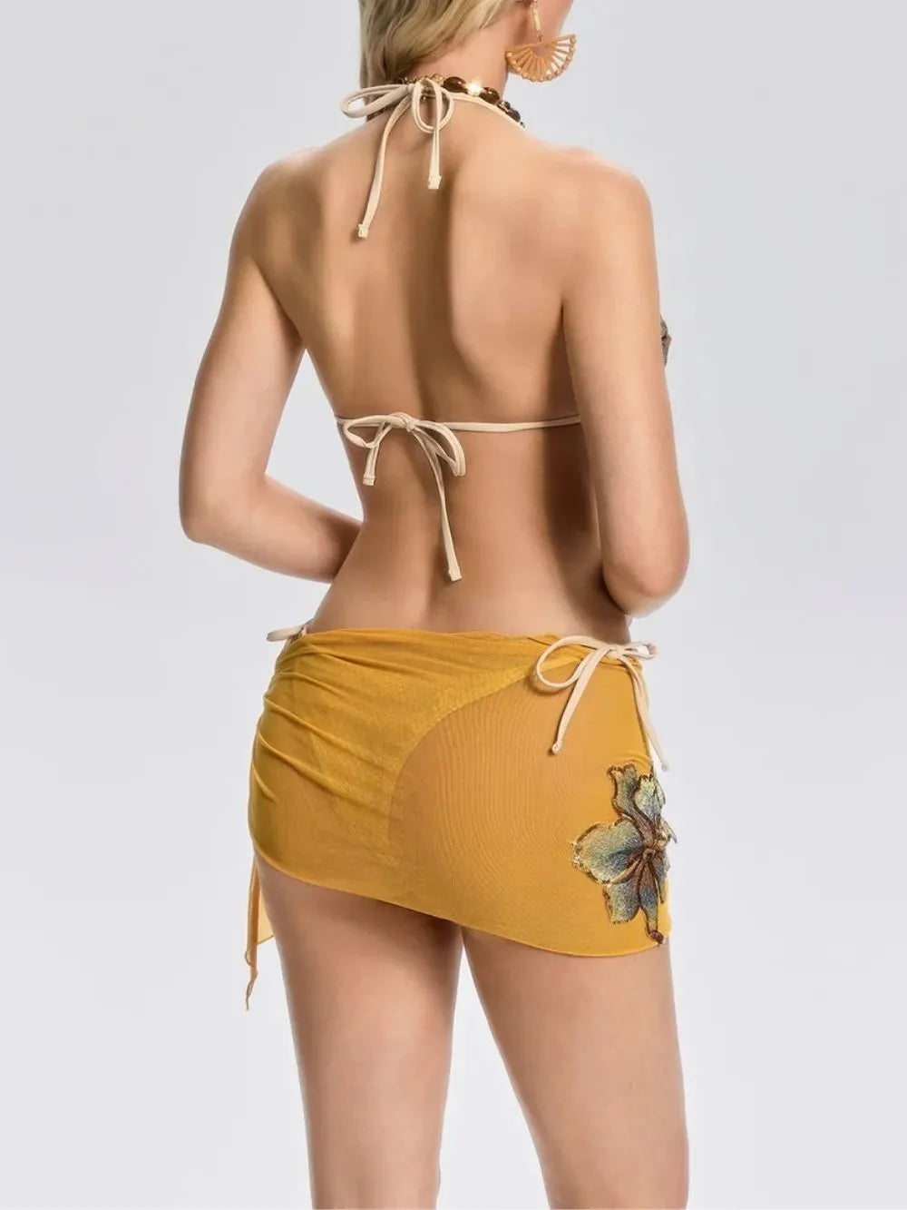 Ambric Flower Sequin Three-Piece Swimsuit Flowering Girl
