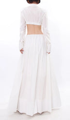 Idra White Long Sleeve Two-Piece Set Flowering Girl