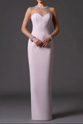 Pink Mesh Splicing Bead Long Dress With Diamonds Flowering Girl