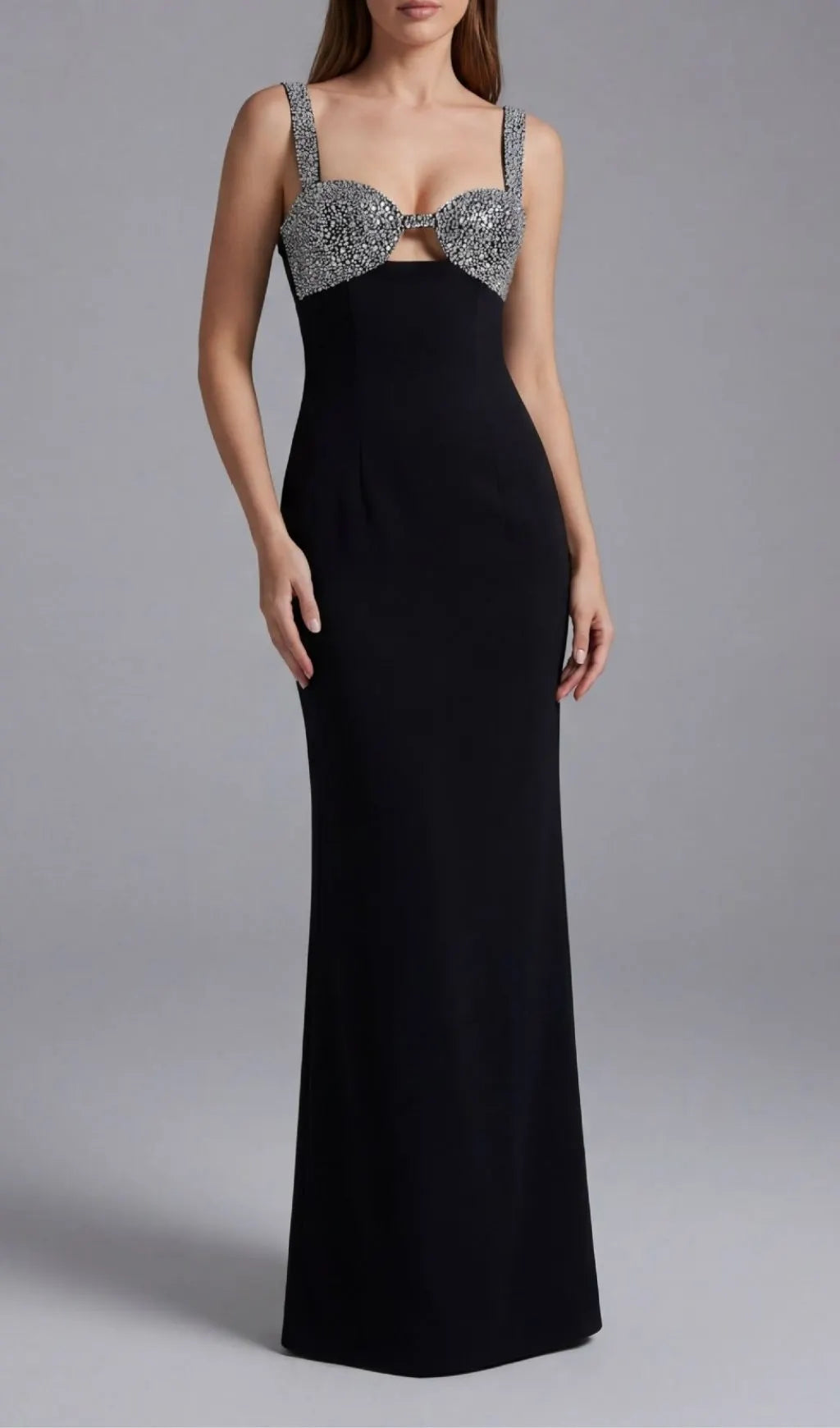 Kendall Black Strappy Diamante Embellished Maxi Dress Flowering Girl