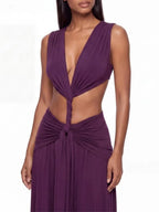 Brontis V Neck Cutout Midi Dress Flowering Girl