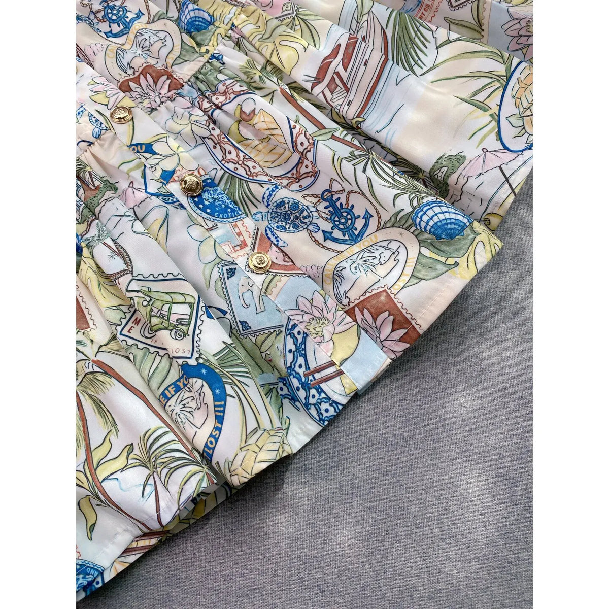 Printed Ruffled Skirt Flowering Girl