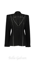 DEBORAH BLACK SCARF-DETAILED WOOL CREPE BLAZER SET Flowering Girl