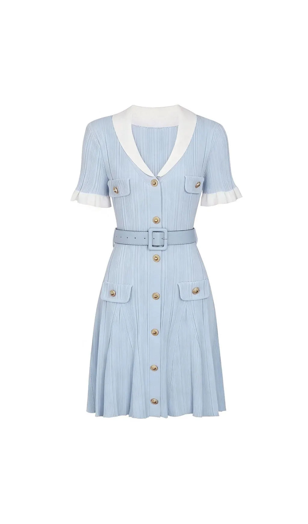Madeline Blue Short Sleeve Knit Mini Dress Flowering Girl