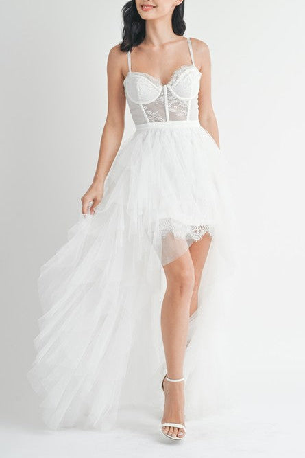 Forever Love Tulle Maxi Dress - White Flowering Girl