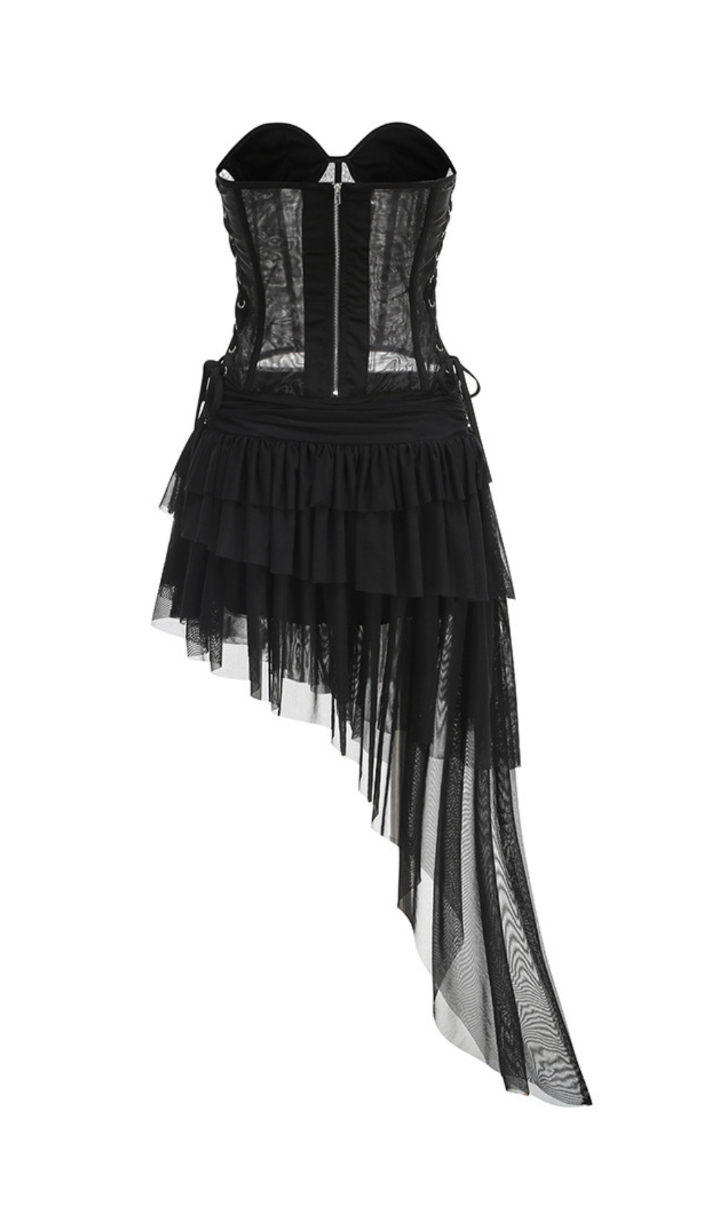 Gaetana Black Corset Top & Irregular Mesh Skirt Set Flowering Girl