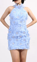 Georgiy Halter Flower Sequin Mini Dress Flowering Girl