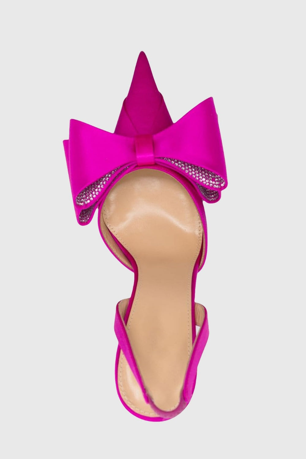 Violeta Bow-embellished Satin Slingback Pumps - Pink Flowering Girl