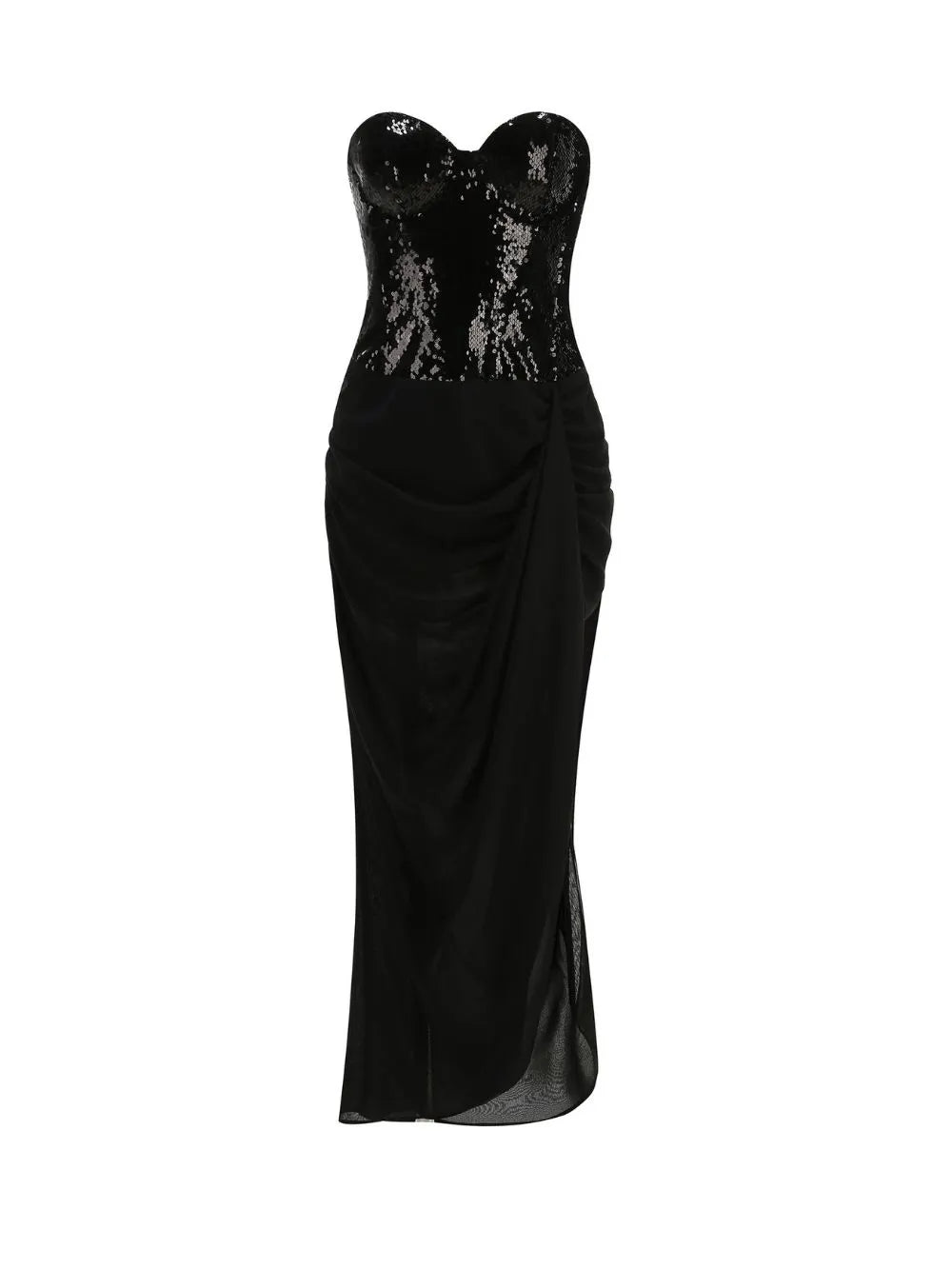 Malu Black Strapless Sequin Maxi Dress Flowering Girl
