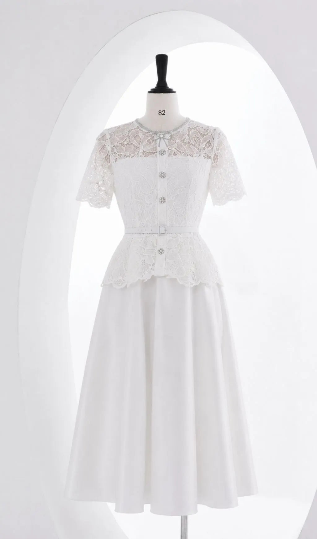 Lashunay Lace Belt Midi Dress Flowering Girl