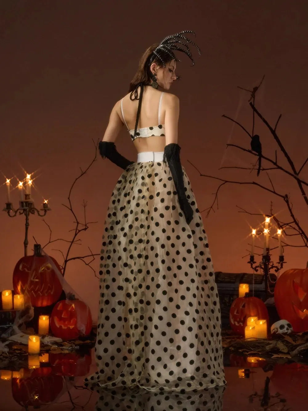 Galessa Spaghetti Spider Dot Skirt Set Flowering Girl