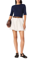 Round Neck Rhinestone Sweater Flowering Girl