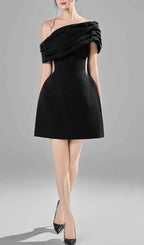 Cara Black Ruched Mini Dress Flowering Girl