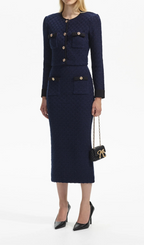 NAVY WEAVE CROPPED CARDIGAN Flowering Girl