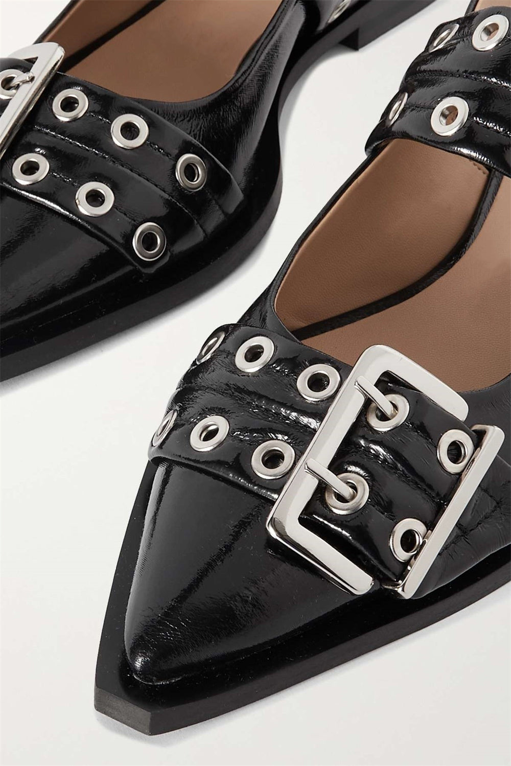 Anabella Buckle Ballerinas - Black Flowering Girl