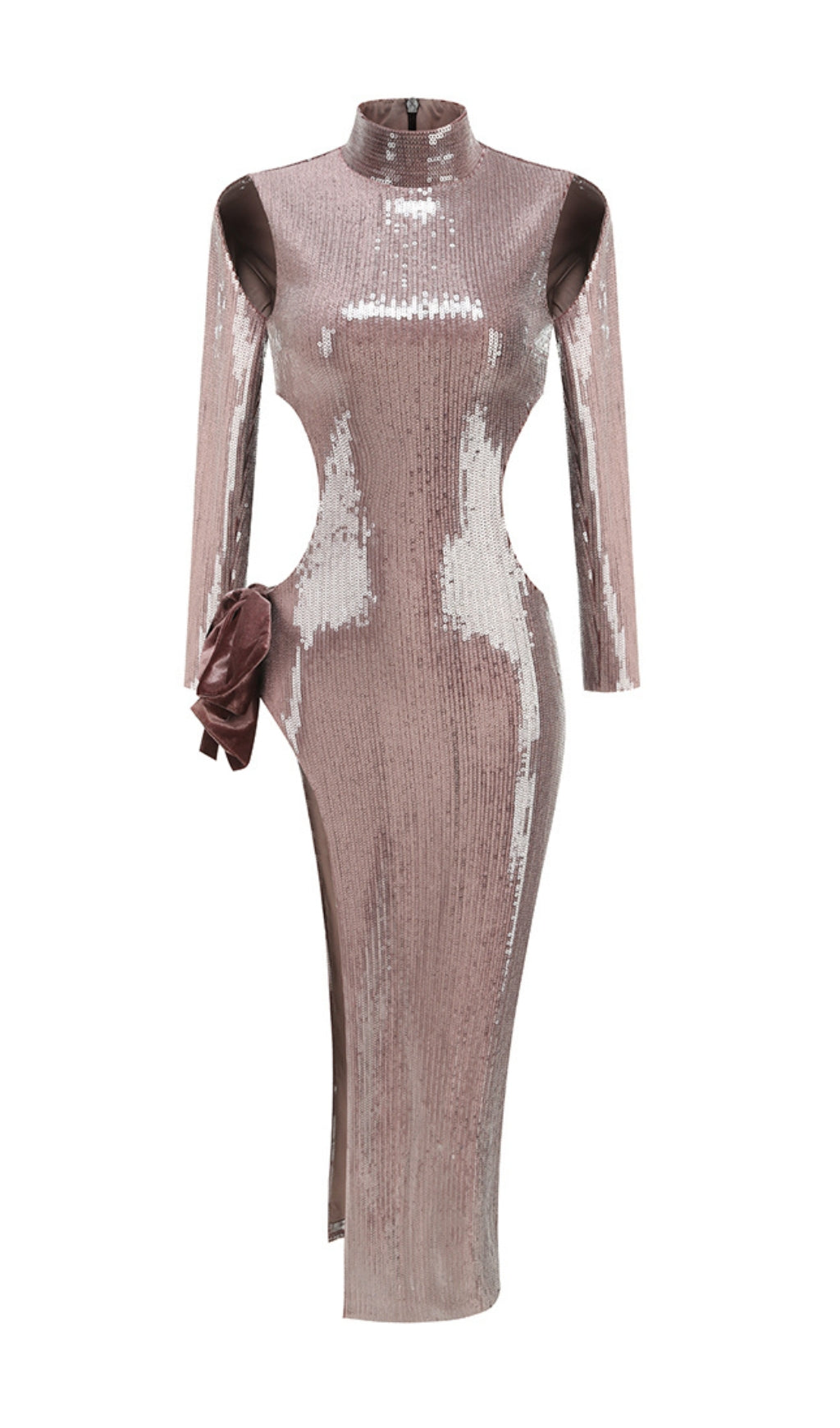 Bash Brown Long Sleeve Bow Sequin Maxi Dress Flowering Girl