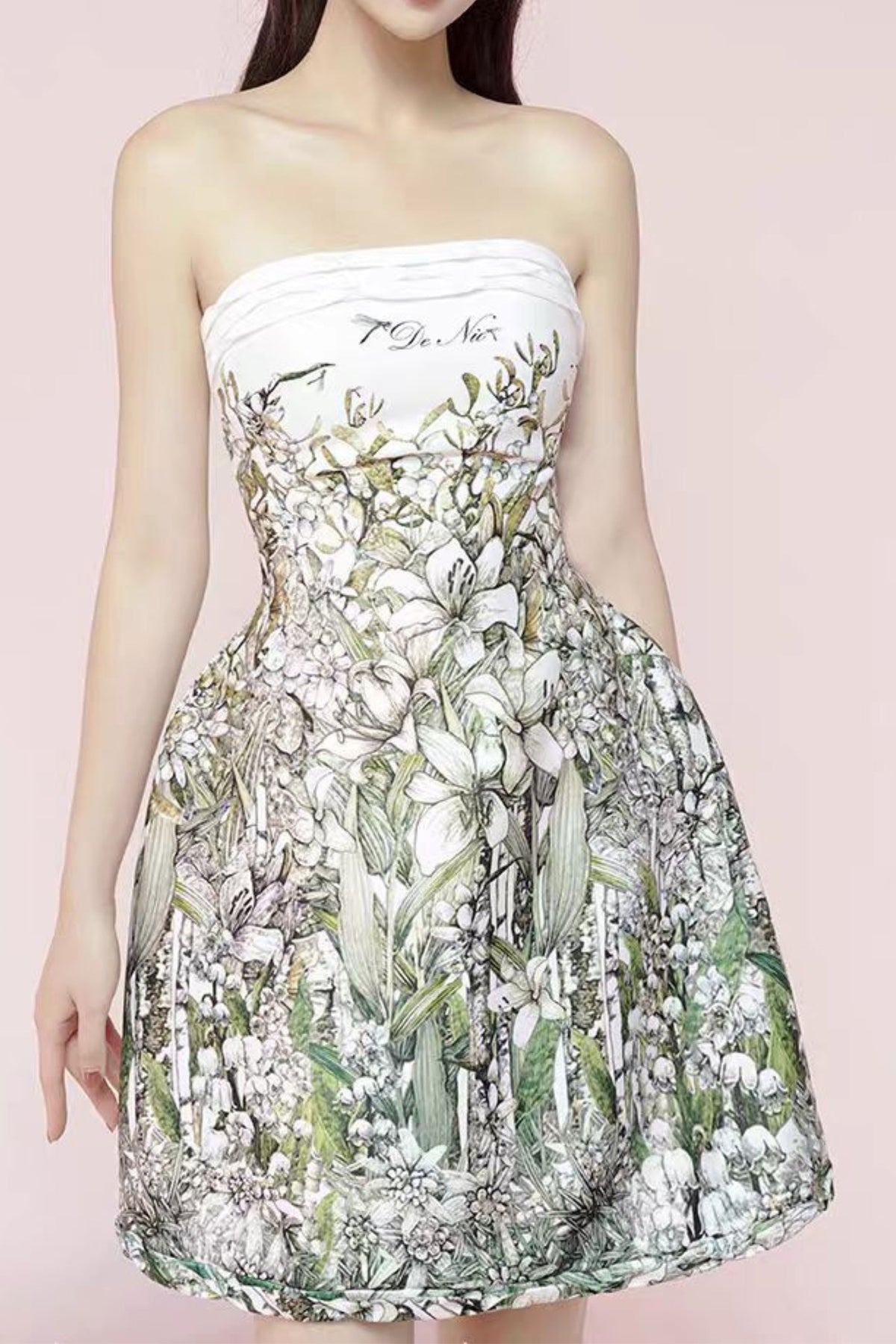 A-Line Straight Across Neck Twisted Woven Mini Dress Flowering Girl