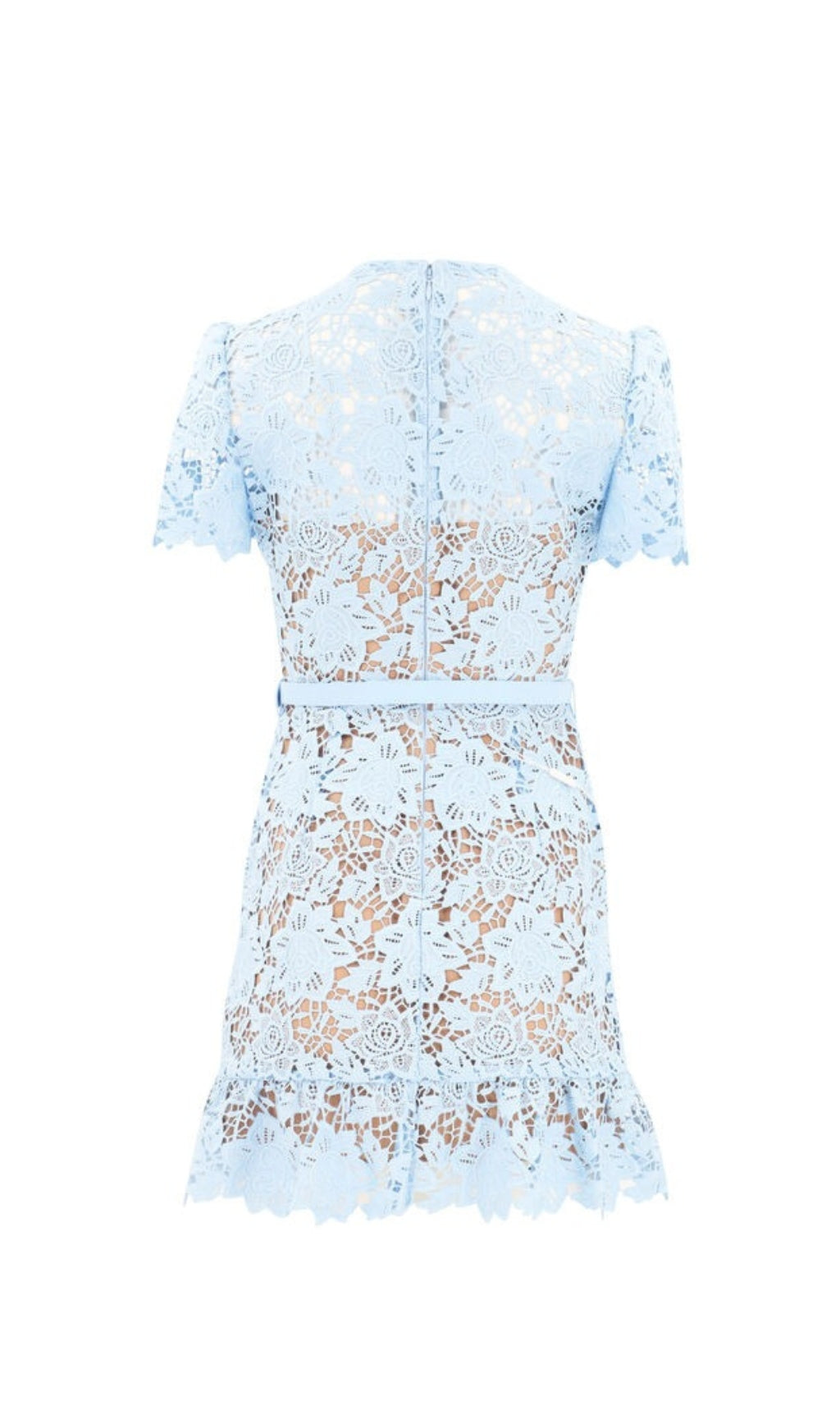 LIGHT BLUE LACE PEPLUM MINI DRESS Flowering Girl