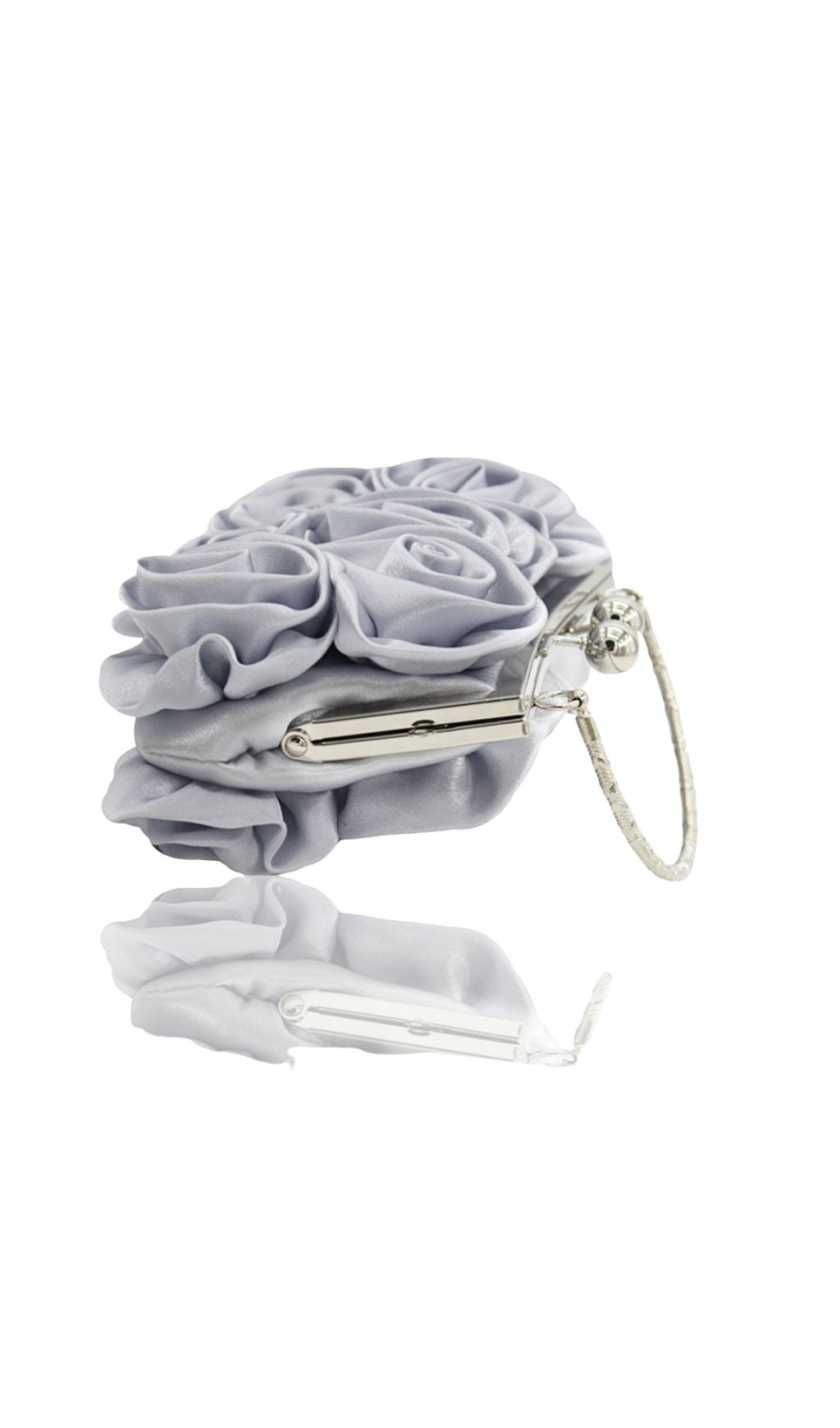 Adahy Flower Satin Bag In Silver Flowering Girl