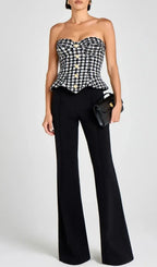 Roberta Black Check Tweed Sequin Top Flowering Girl