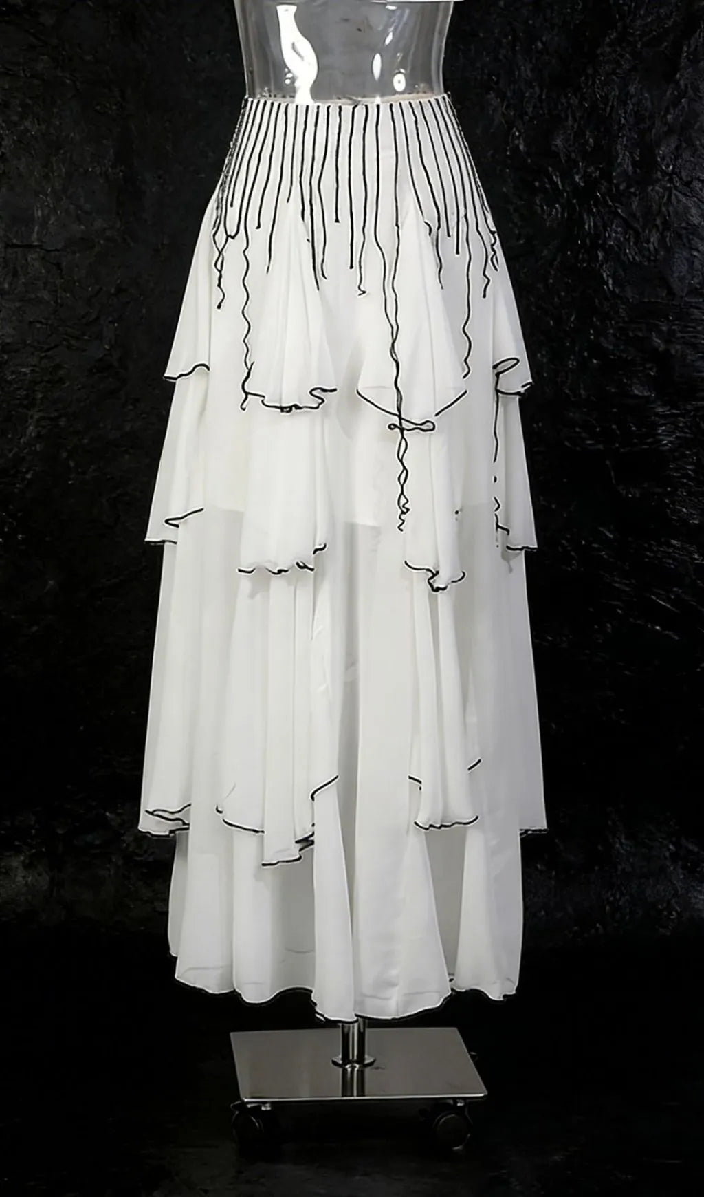 Kaycee White Layered Ruffle Maxi Skirt Flowering Girl