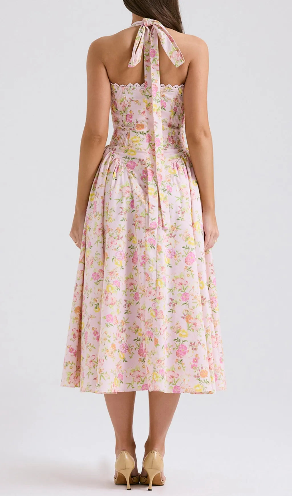 Allegro Pink Floral Midi Dress Flowering Girl